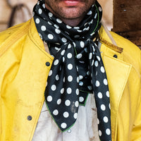 black polka dot/lime green border scarf