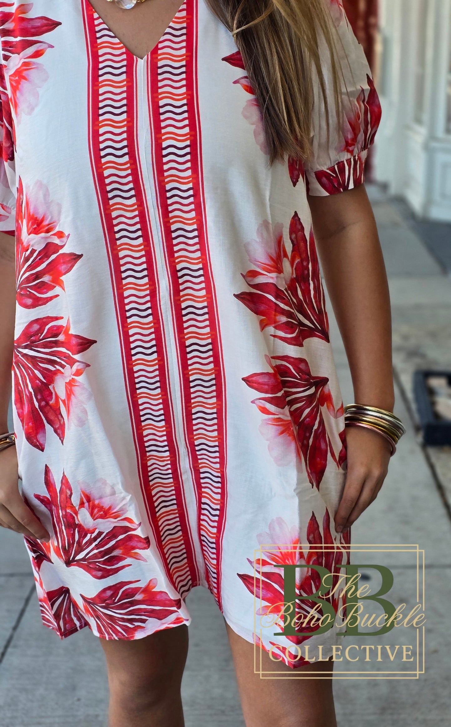 Red floral dress