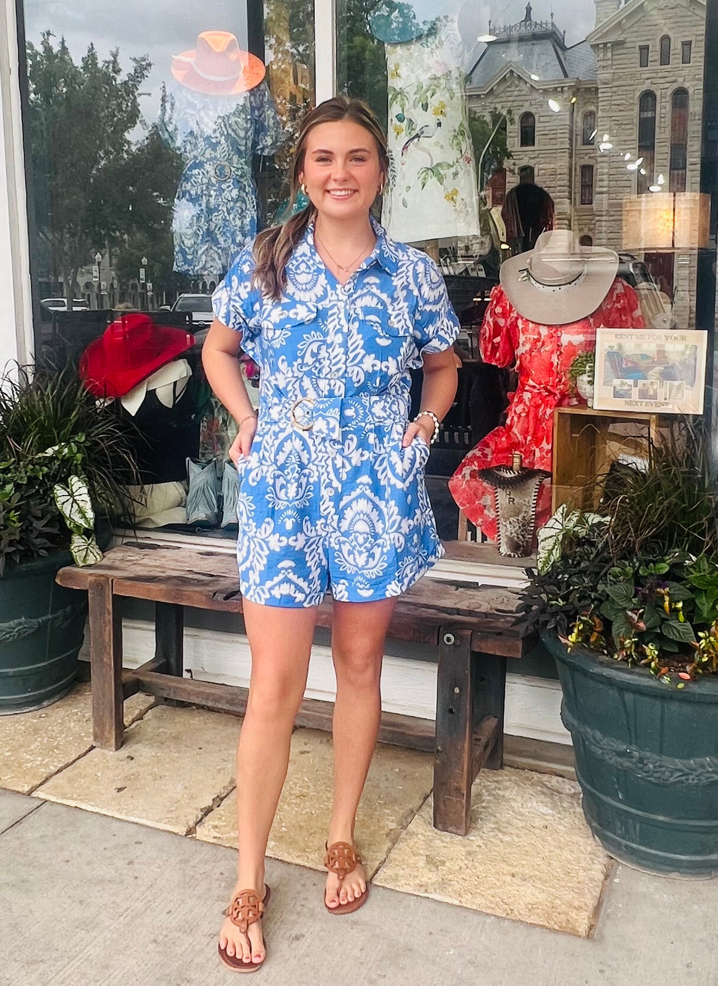 Blue floral romper