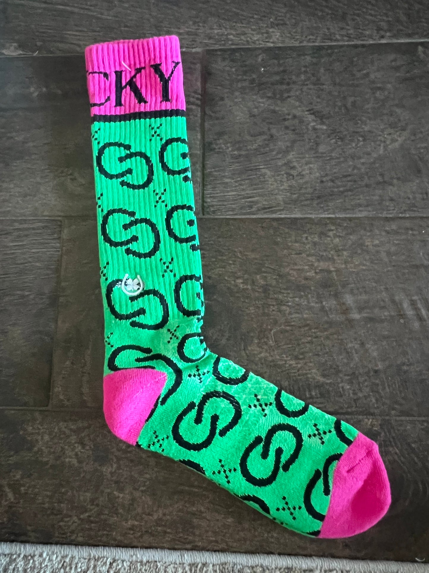 pink & green Lucky Chuck socks