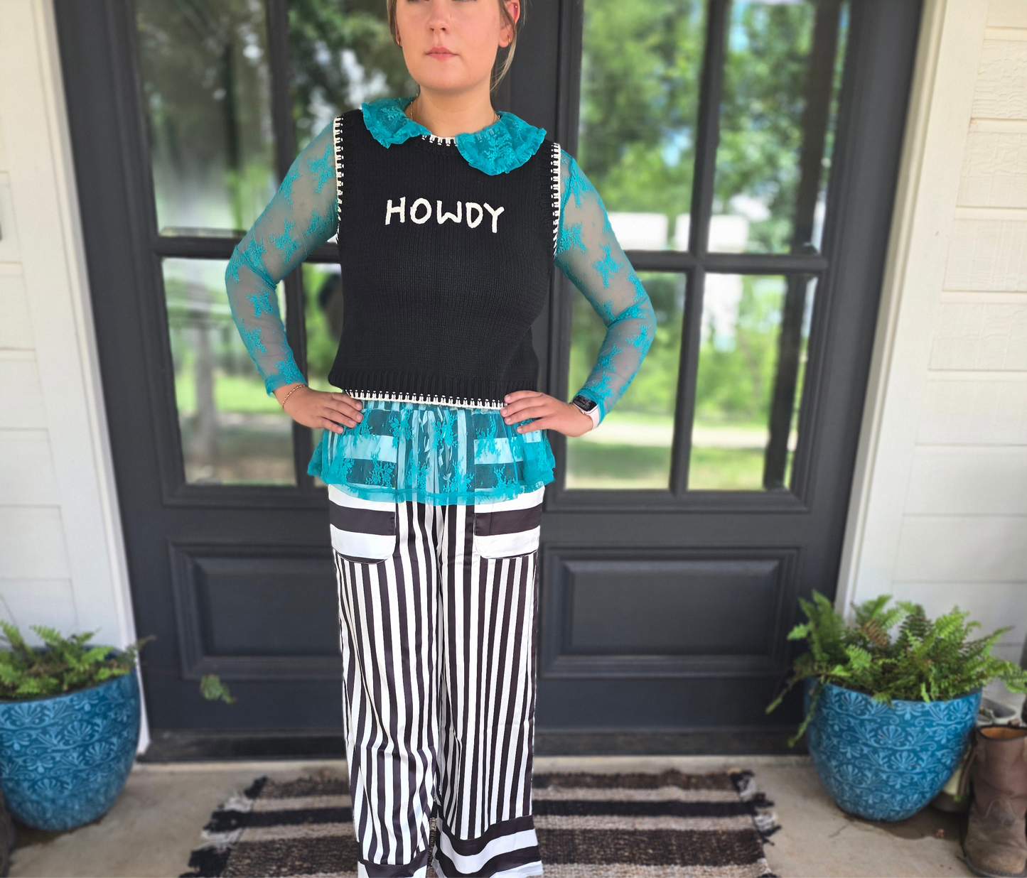 Black And White Howdy Sweater Vest