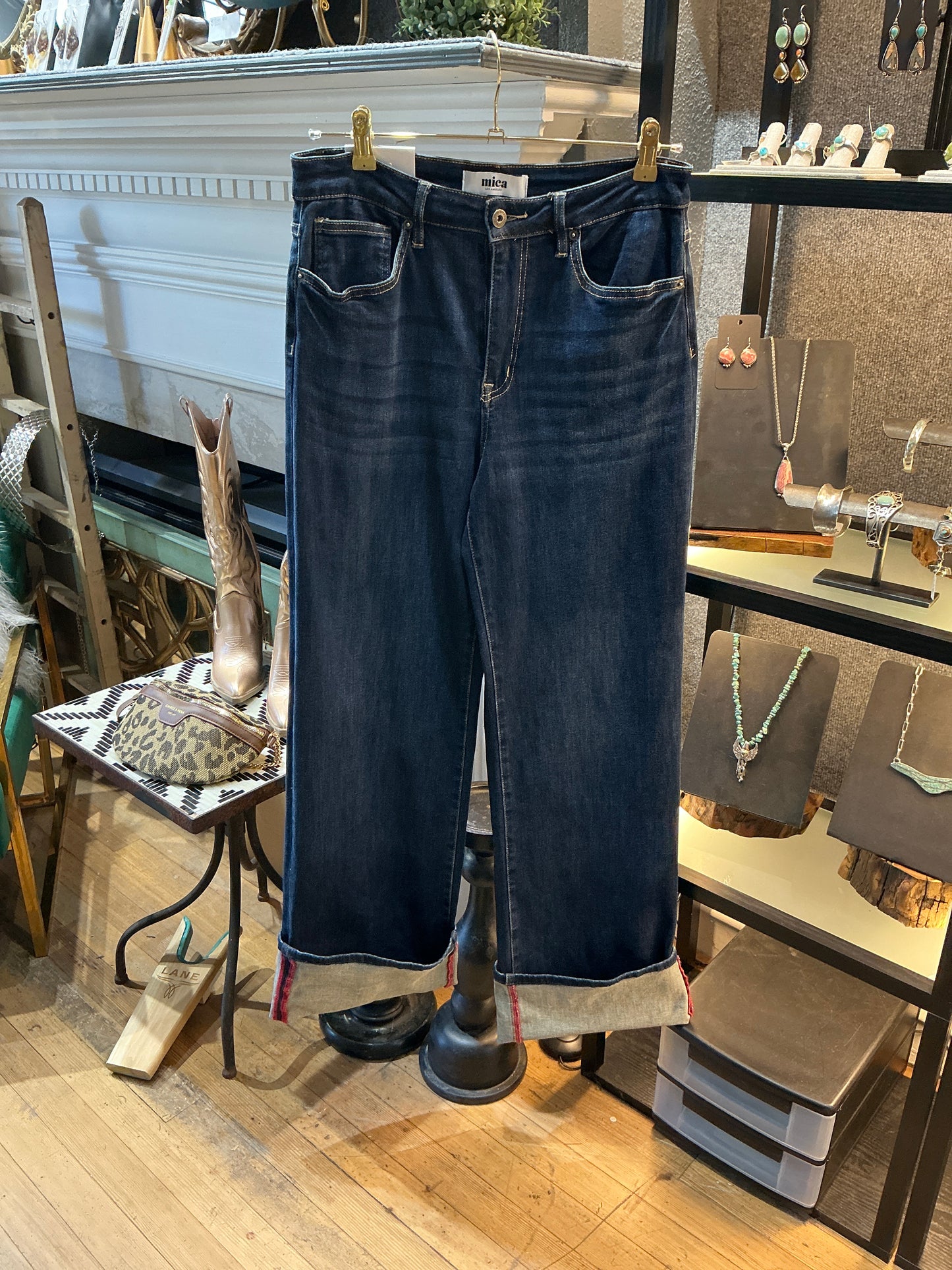 Wide Leg Deep Cuff Jeans
