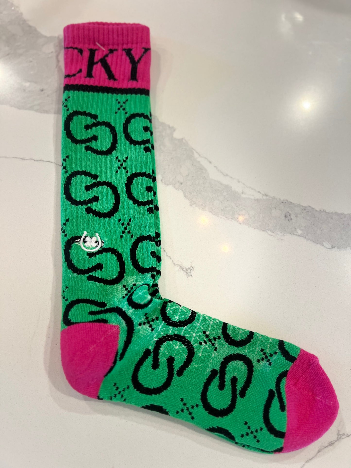 pink & green Lucky Chuck socks