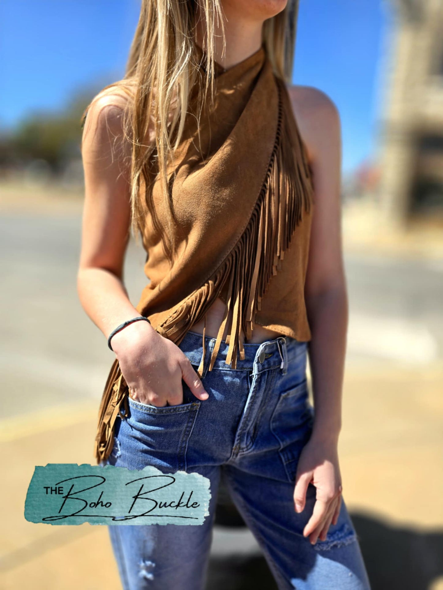 Brown leather wrap around tank