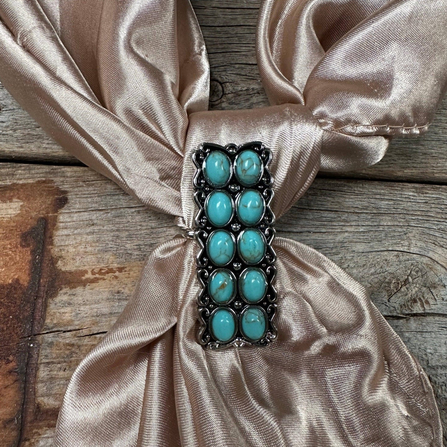 Antique Silver Turquoise Wild Rag Slide #WRSW216