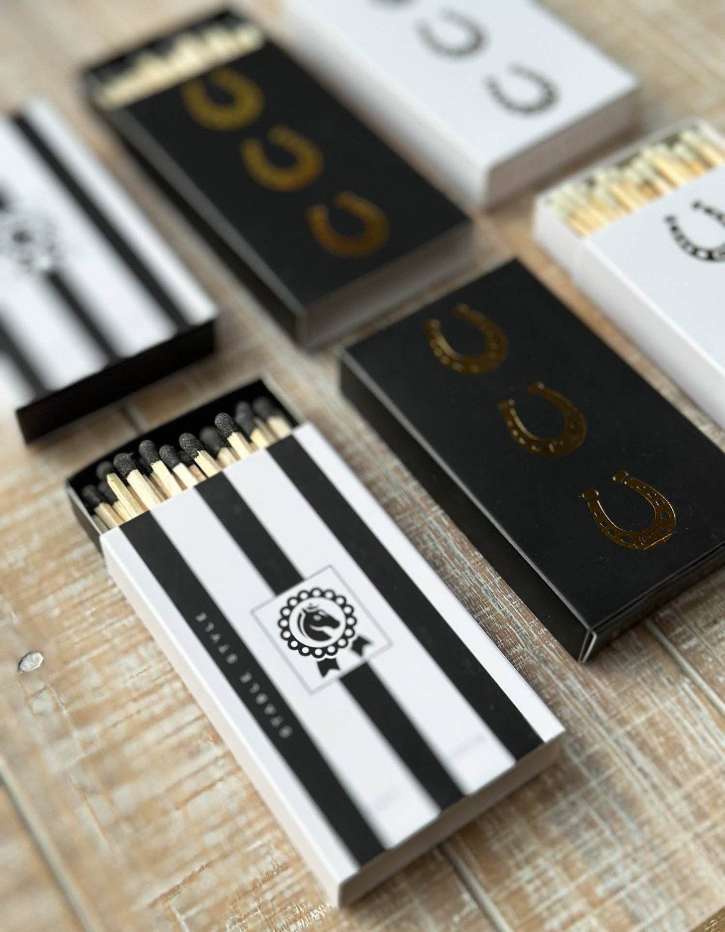 Oversized Black & White Striped Equestrian Matches