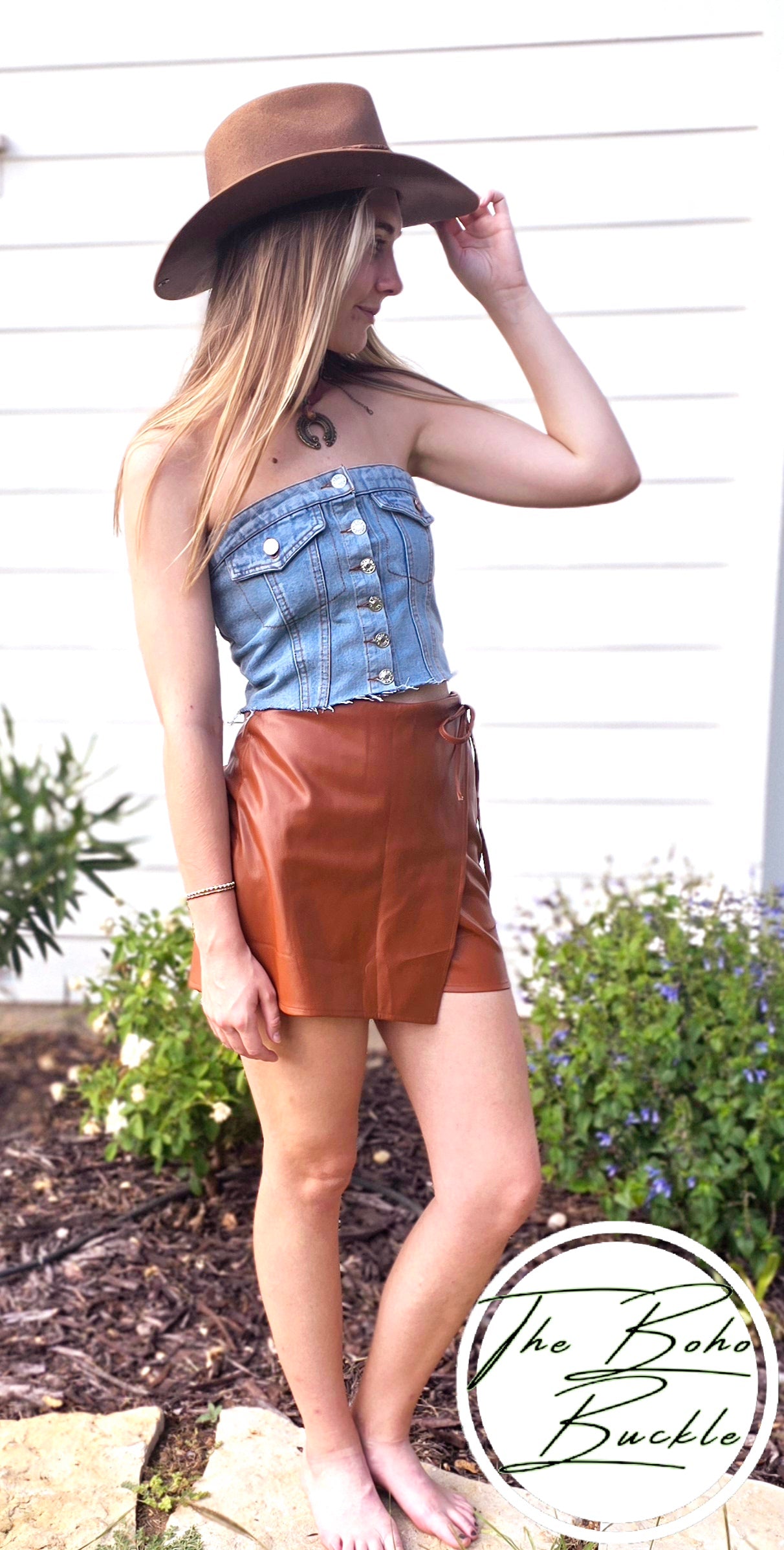 Washed Denim Corset Tube Top Sweet Sleeveless Top