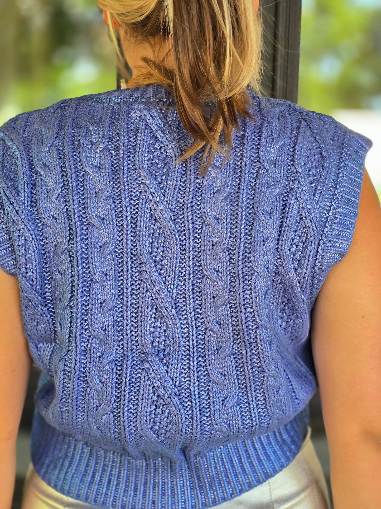 Blue Metallic Sweater Vest