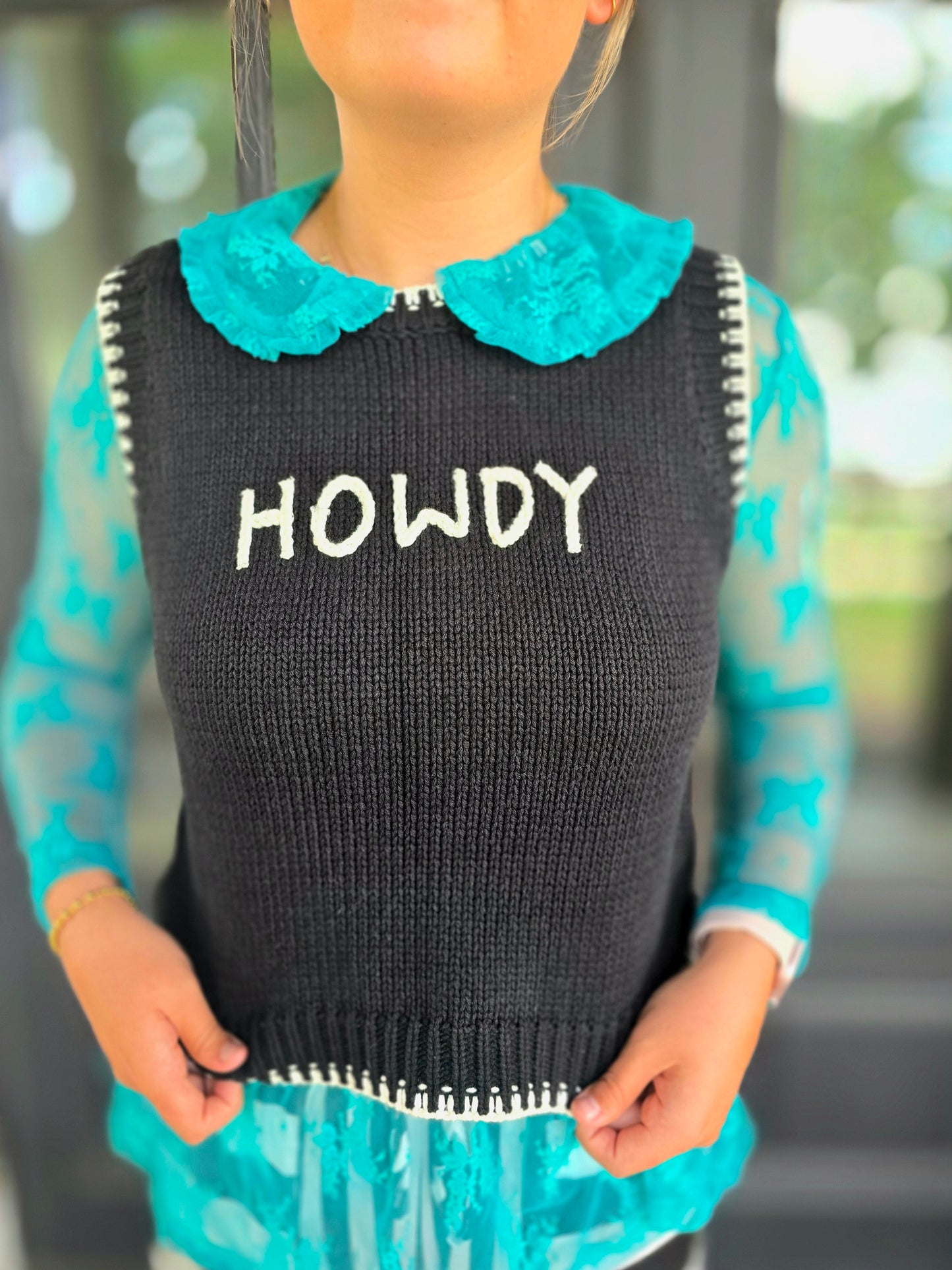 Black And White Howdy Sweater Vest