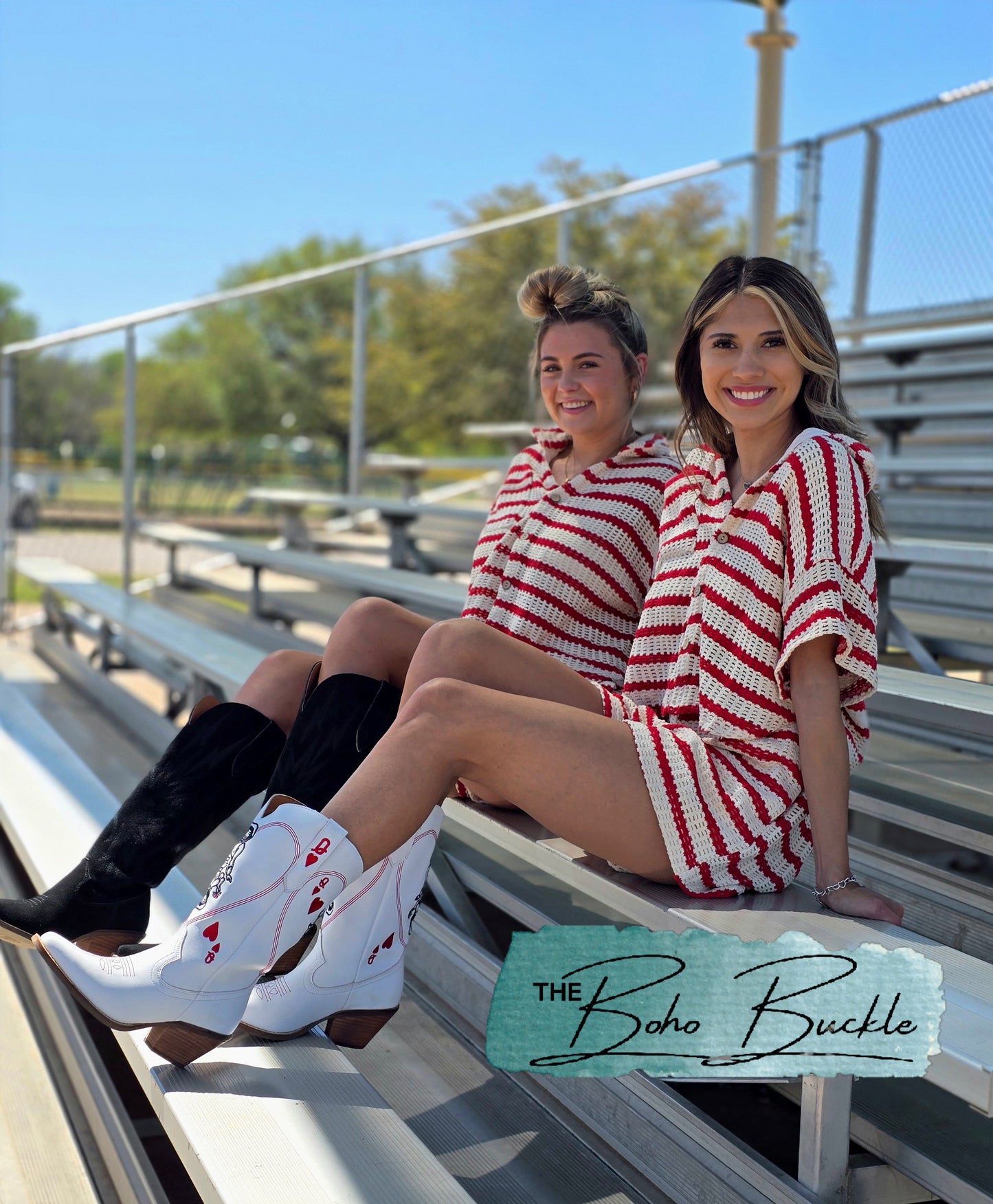 Red & White Striped Short Set