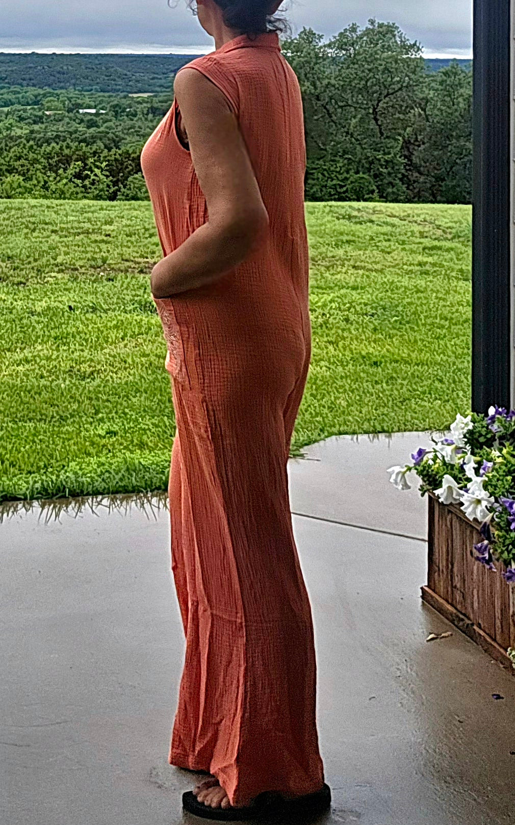 Coral Gauze jumper with stitch