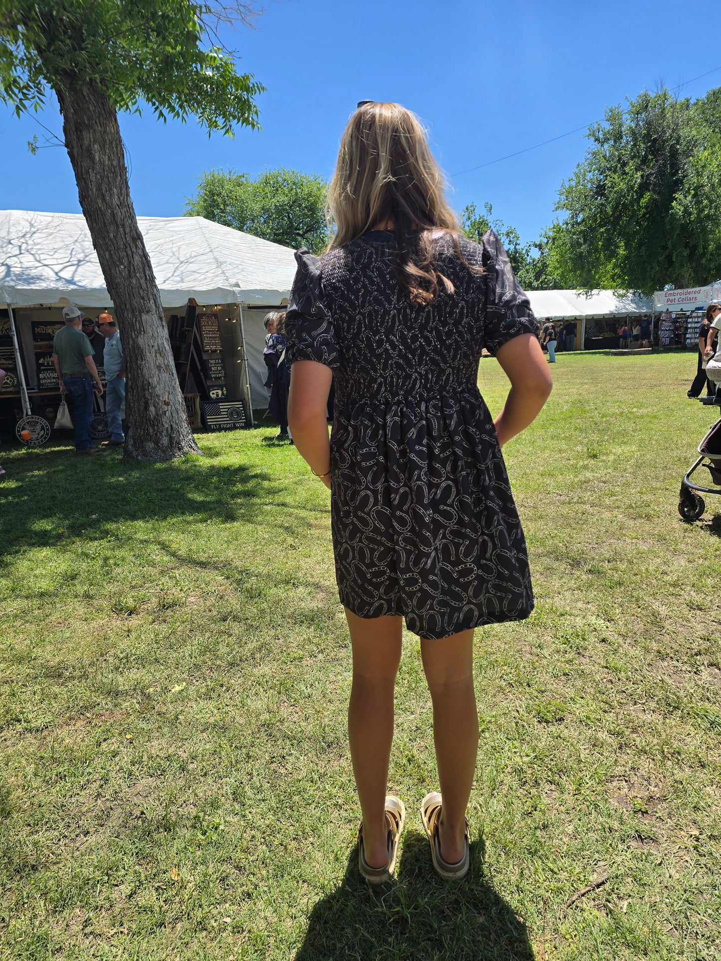 Black horseshoe dress