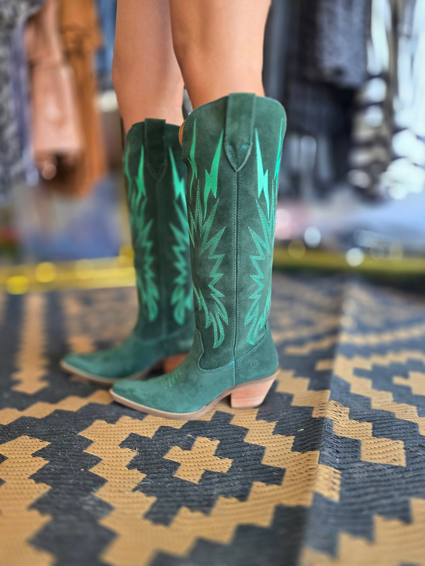 Thunder Road Green Suede Boots
