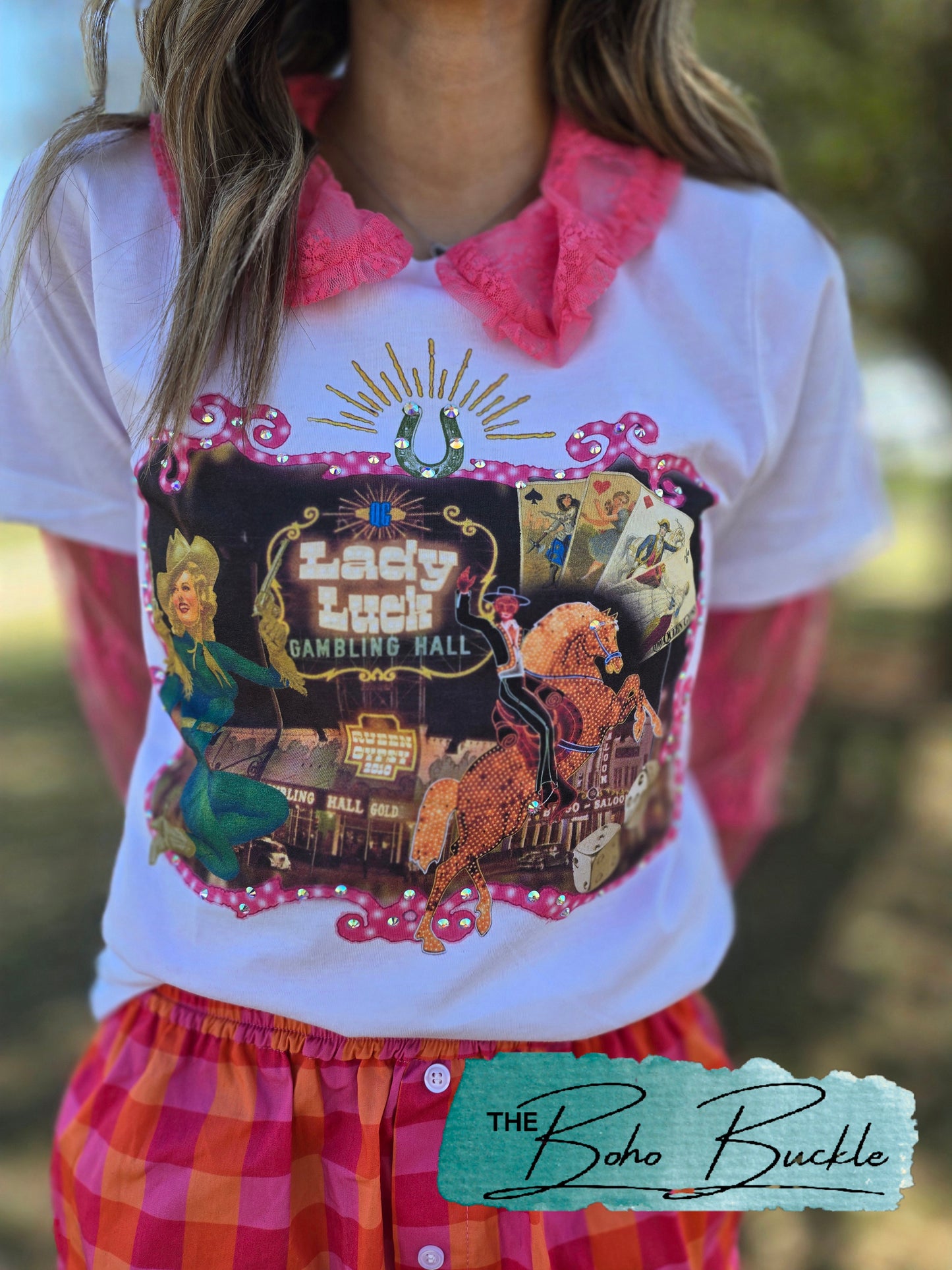 Rhinestone Tee "Lady Luck"