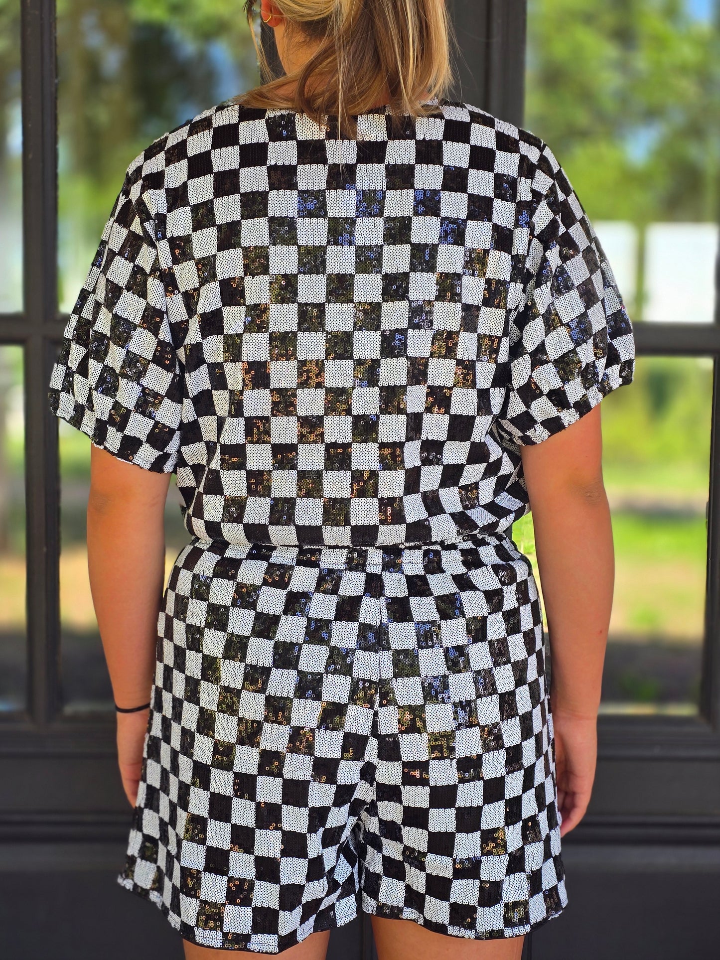 Sequin Checkered Top