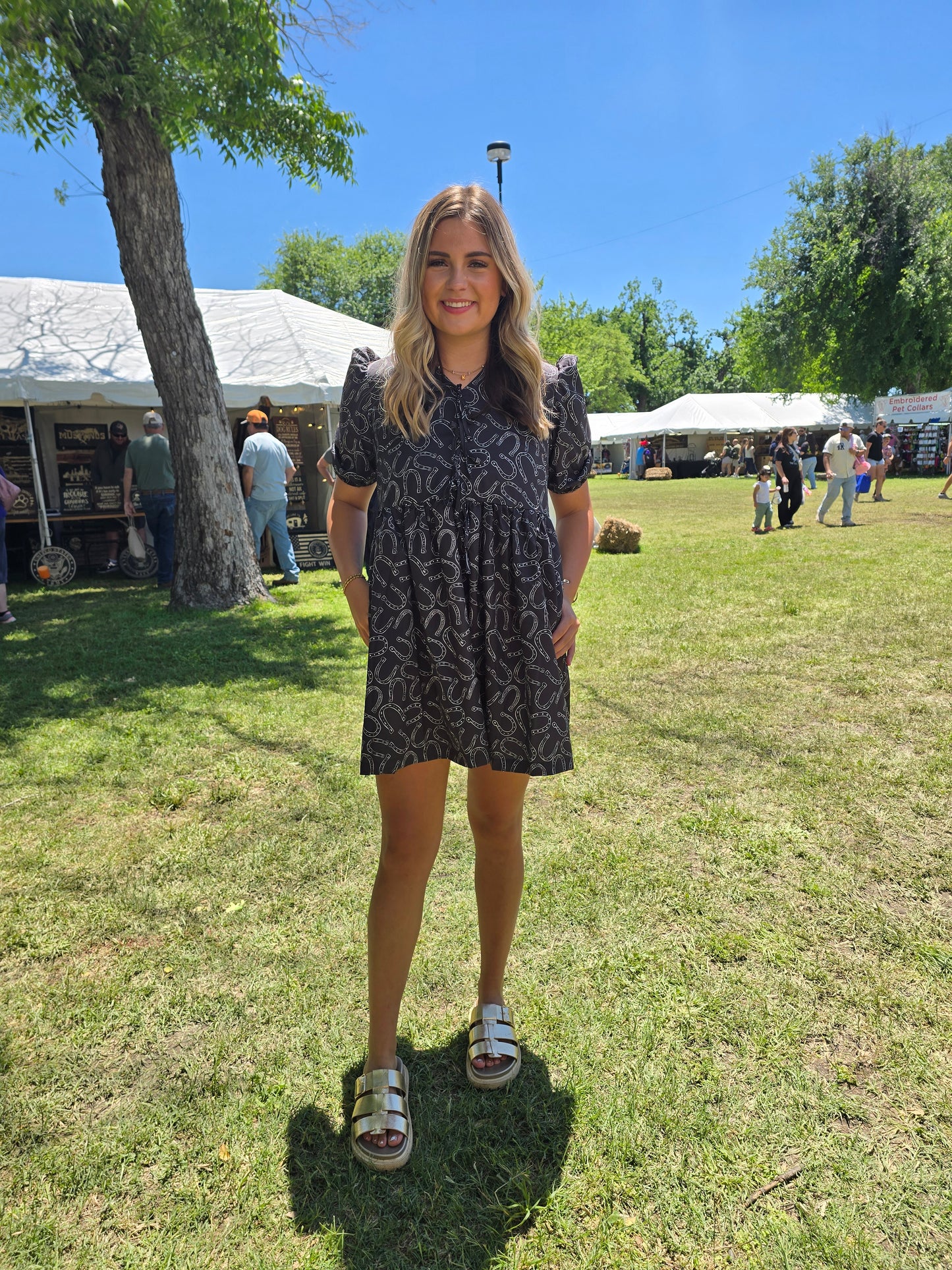 Black horseshoe dress