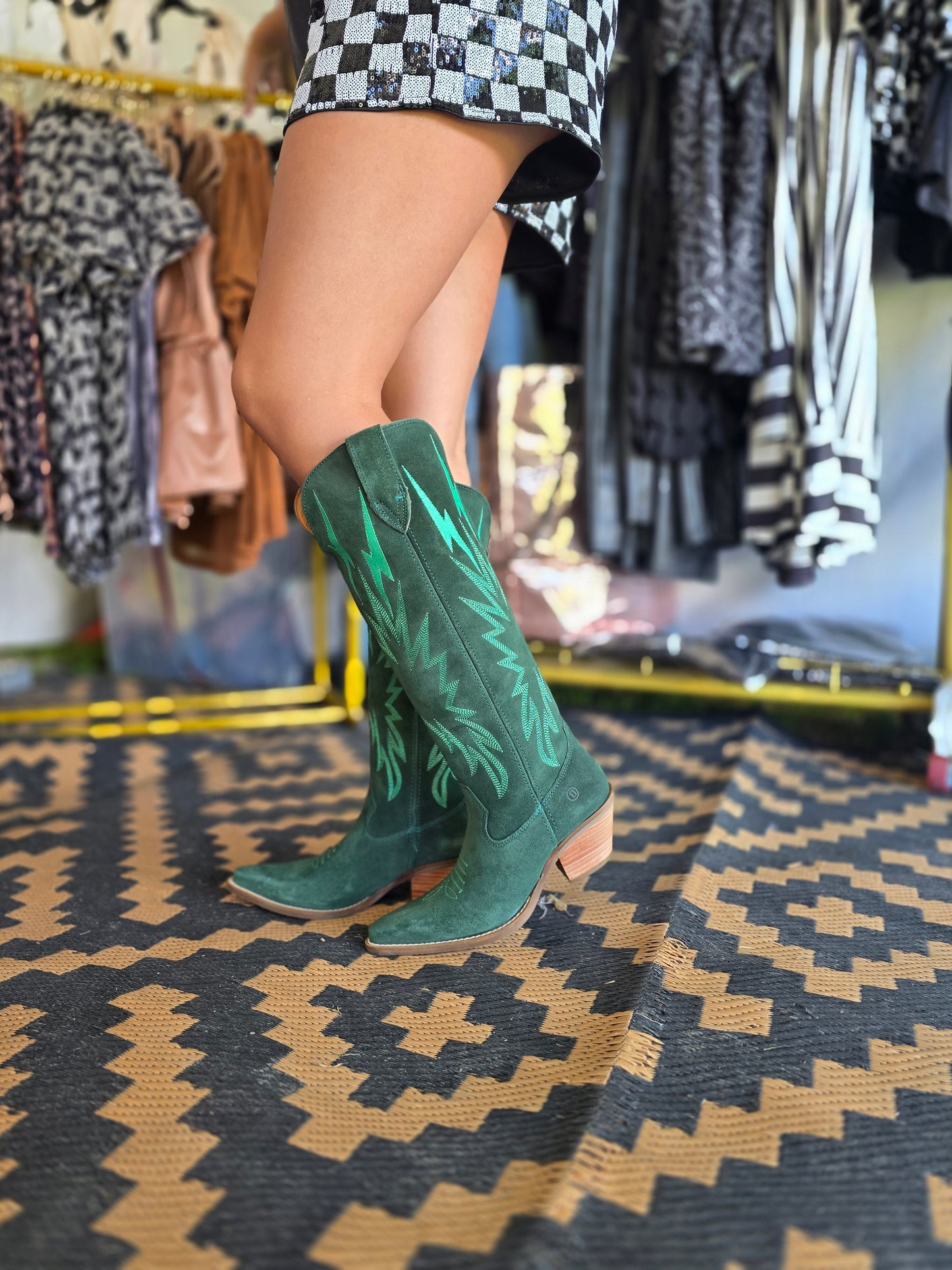 Thunder Road Green Suede Boots