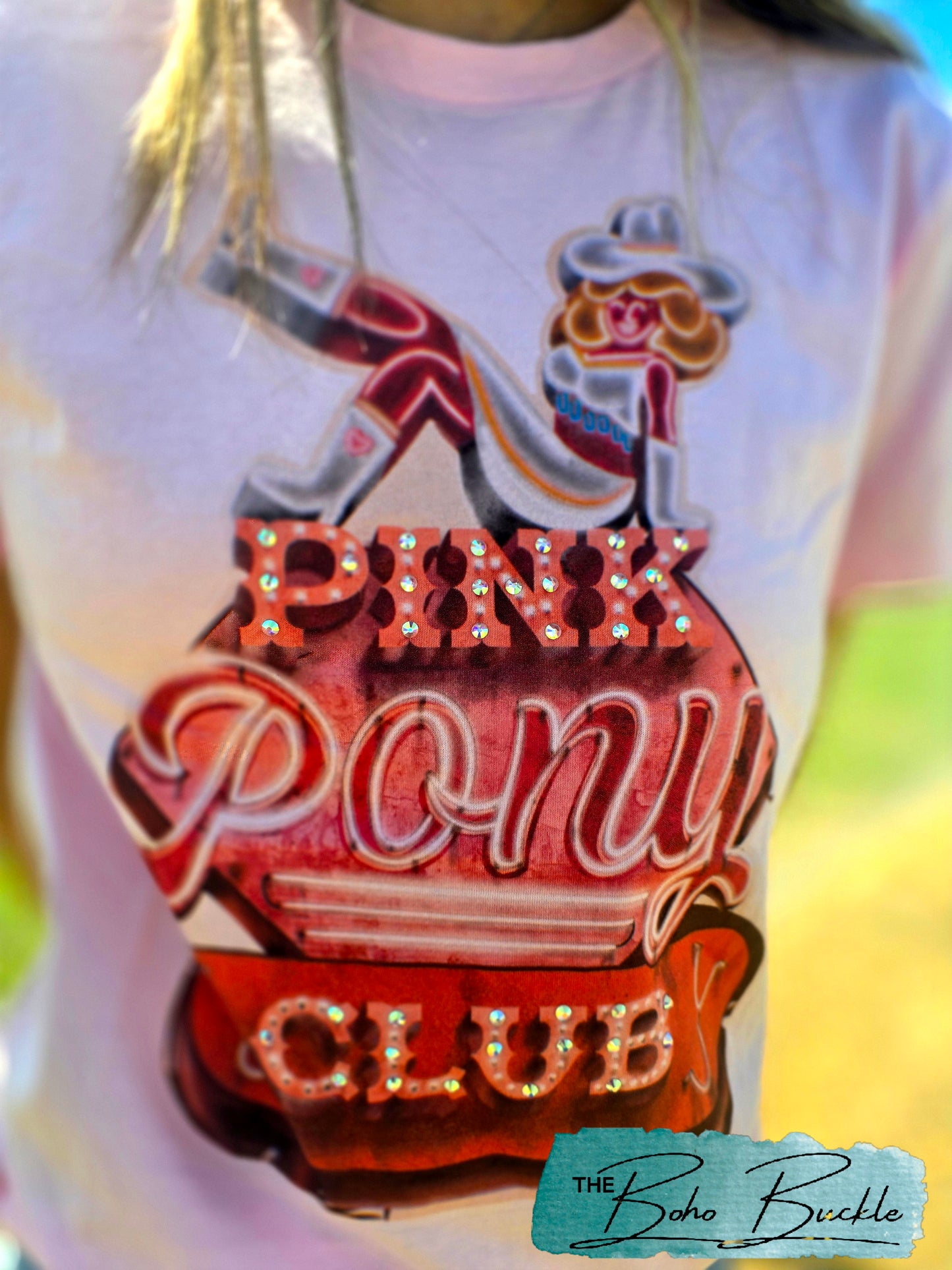 Rhinestone Tee "Pink Pony Club"
