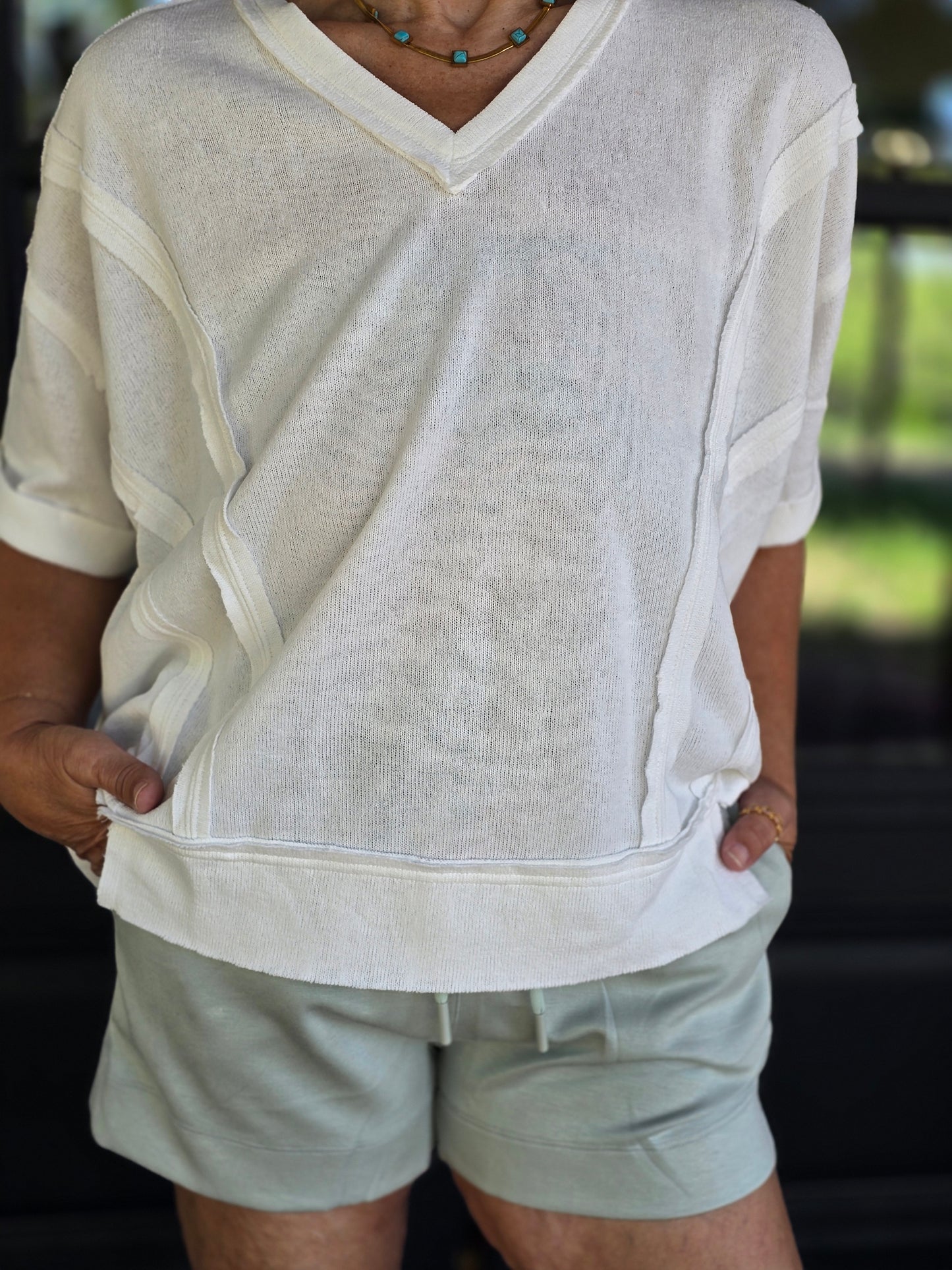 Oversized exposed seams shirt