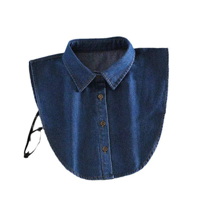Detachable Blue Denim Collar Shirt For Women