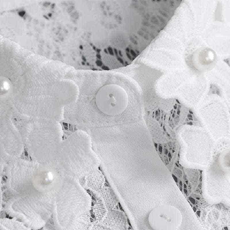 Detachable White Beaded Shirt Collar