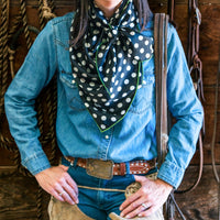 black polka dot/lime green border scarf