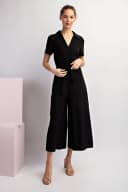 Tie waist short sleeve jumpsuit