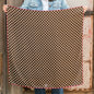 Brown polka dot/red border scarf