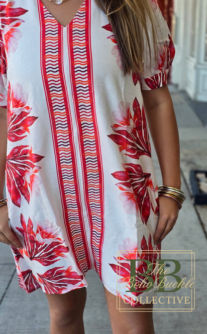 Red floral dress