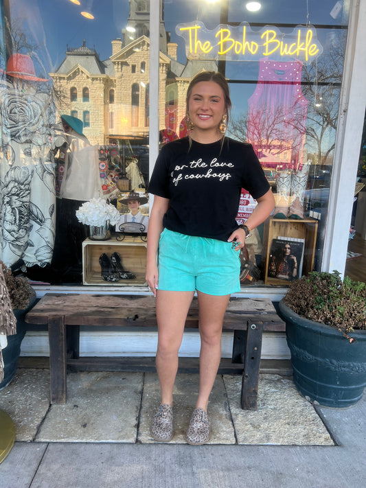 Sea green mineral wash shorts