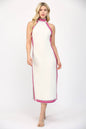 SLEEVELESS HALTER NECK SWEATER MIDI DRESS