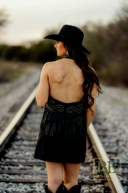 Halter lambskin leather