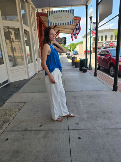 Royal blue halter tank top
