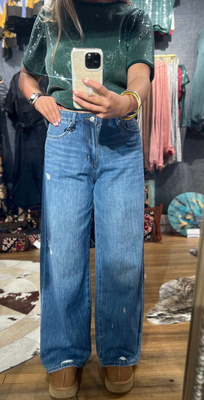 Denim wide leg jeans