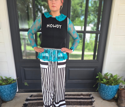 Black And White Howdy Sweater Vest