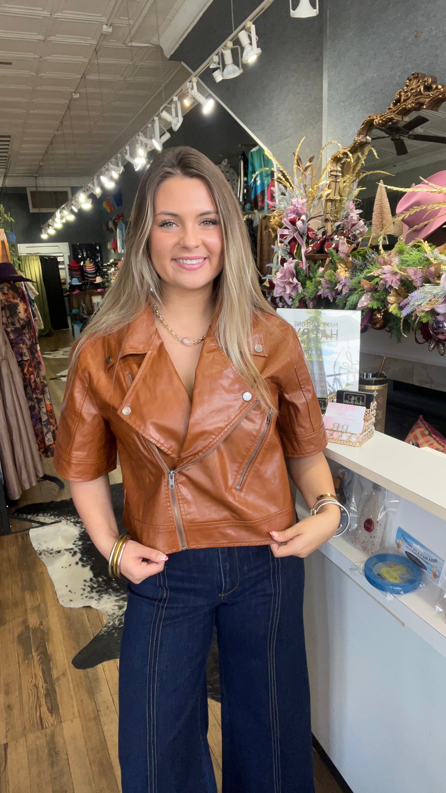 Leather Zip Up Top
