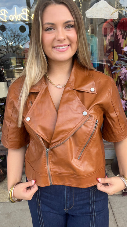 Leather Zip Up Top