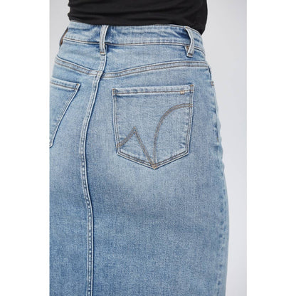 HIGH WAISTED MIDI SKIRT WITH DISTRESSED