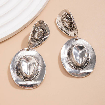 COWBOY STYLE HAT PENDANT EARRINGS_CWAJE1135