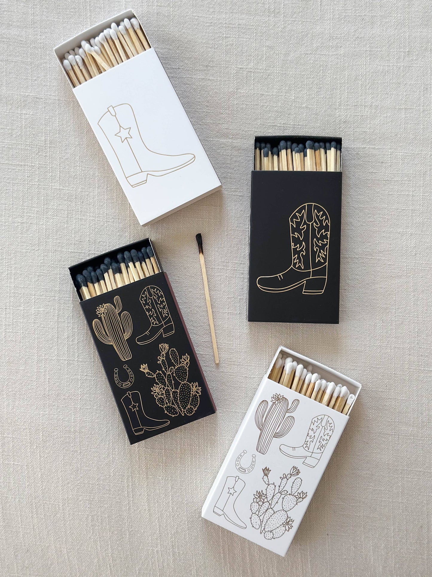 White Oversized Cowboy Boot & Cactus Matches