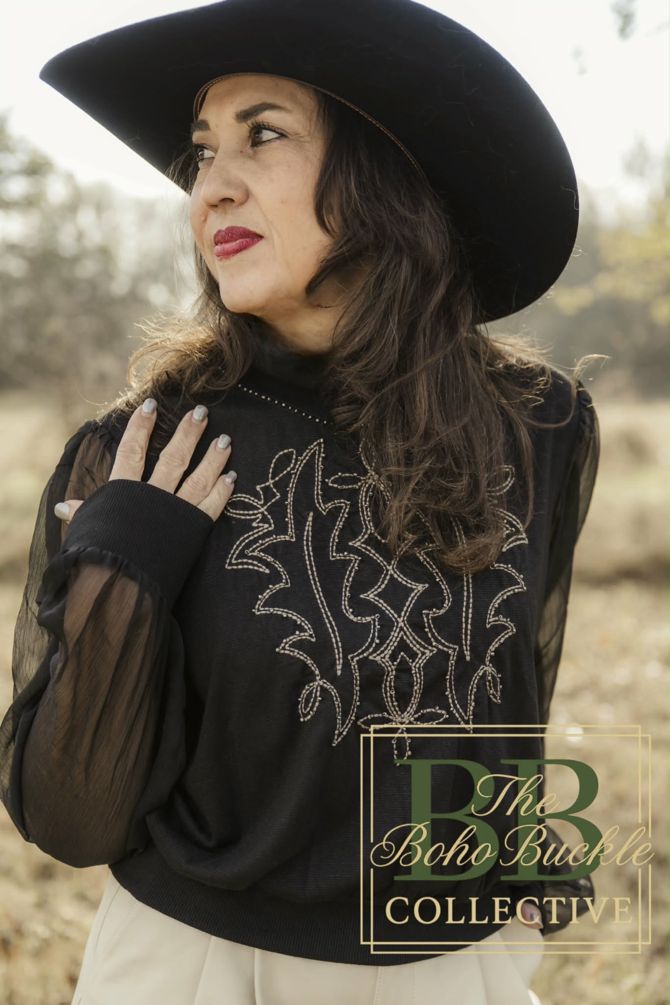 Black boot stitch blouse