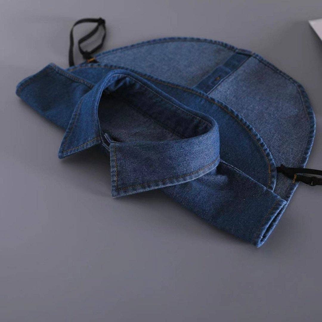 Detachable Blue Denim Collar Shirt For Women