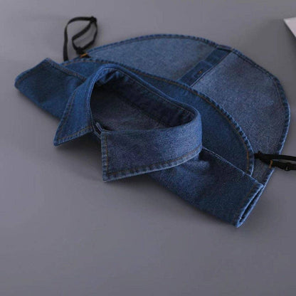 Detachable Blue Denim Collar Shirt For Women