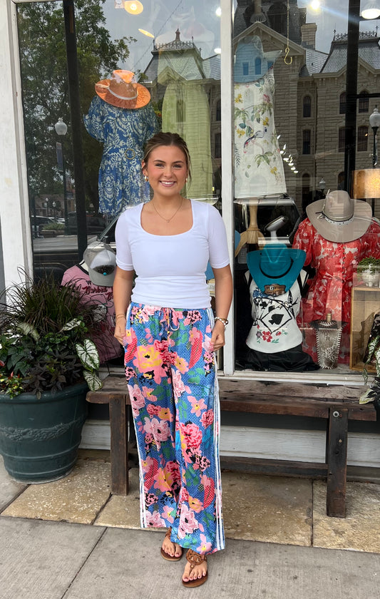 Multi color flower pants