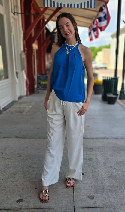 Royal blue halter tank top