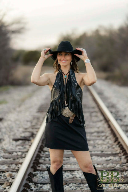 Halter lambskin leather