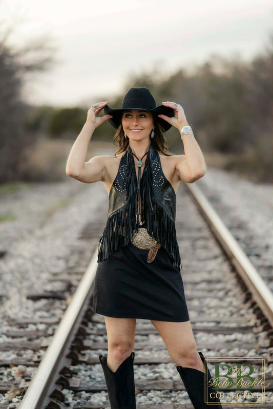 Halter lambskin leather