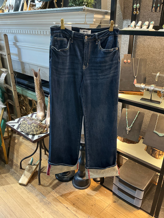 Wide Leg Deep Cuff Jeans