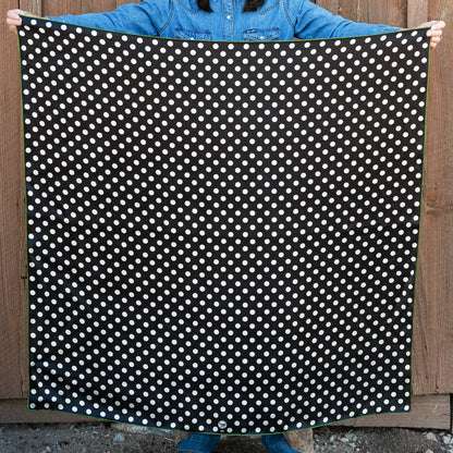 black polka dot/lime green border scarf