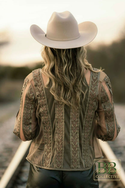 Braided lambskin on mesh